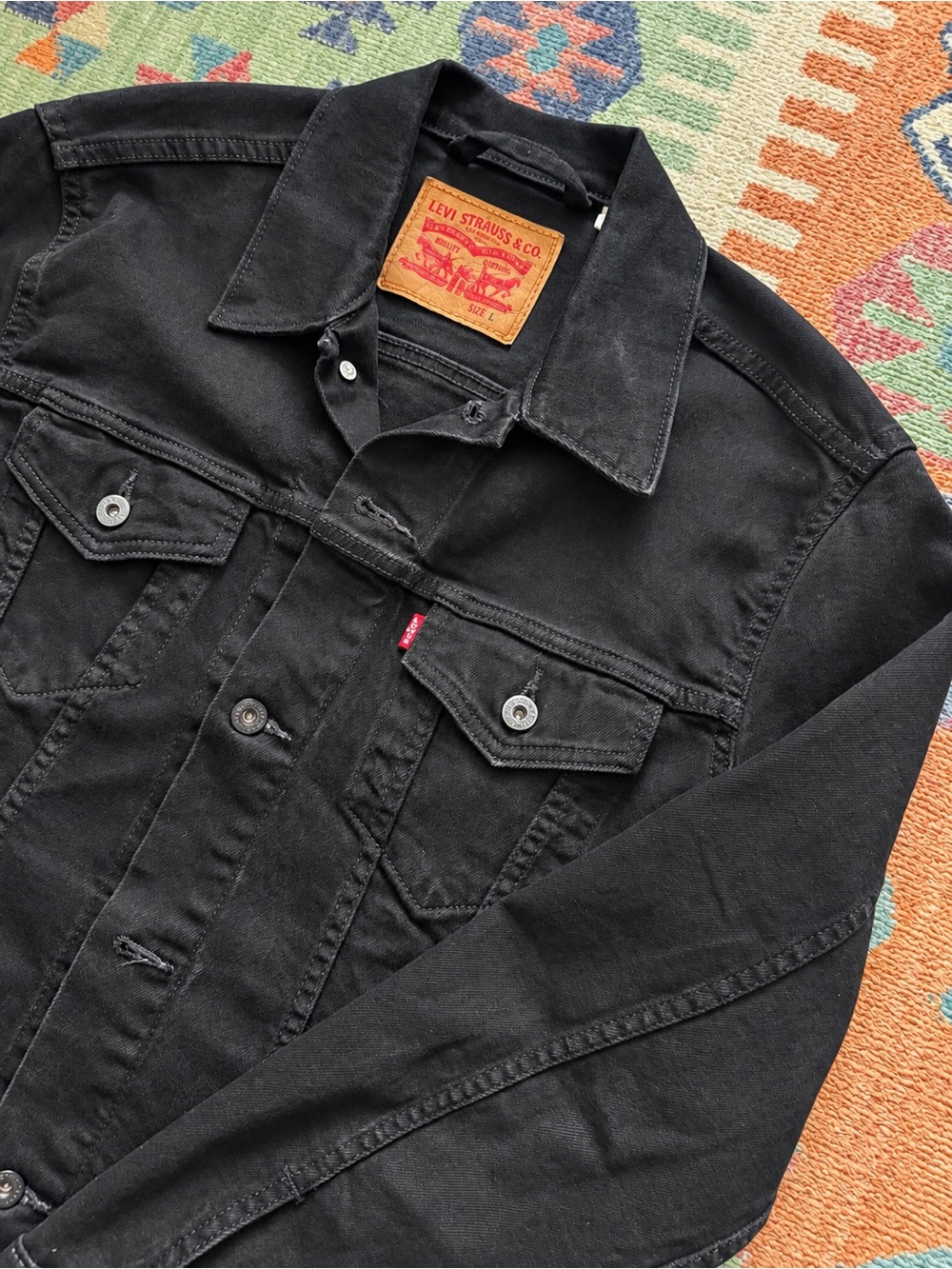 Levi’s Men’s Trucker Jacket L Black Stretch Denim 72334-0223